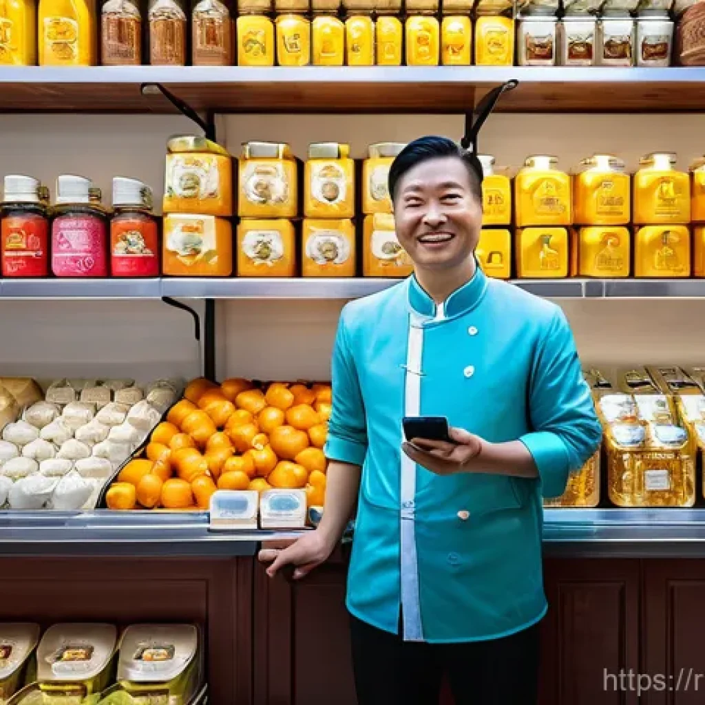 중국어와 글로벌 비즈니스 트렌드 - **Prompt for Russian Agricultural Exports to China:**
    "A vibrant, eye-level market scene in a mo...