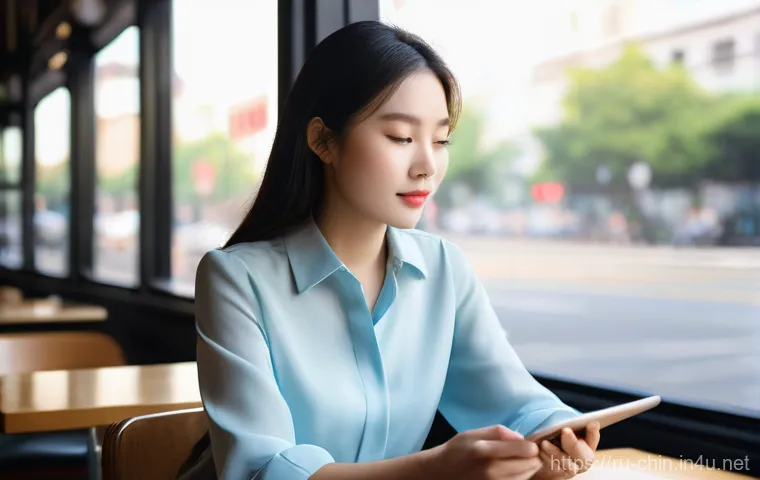 중국어 속담과 한자의 의미 - **Prompt**: A serene young woman in her late 20s, dressed in smart-casual business attire (blouse an...