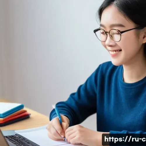 중국어 온라인 강의 비교 - **Prompt:** A young adult female student, approximately 22 years old, with long dark hair, wearing a...